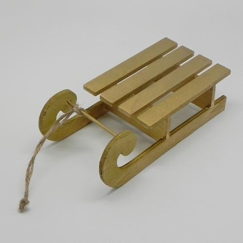 Sáně závěs dřevo zlatá